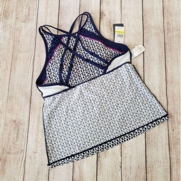 JAG High Neck Criss Cross Back Tankini Sports Top Tennis Swim Athletic Medium - Picture 7 of 11